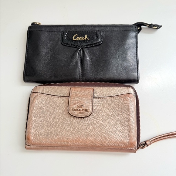 Coach Handbags - Coach Black and Metallic Women's Wallet Duo